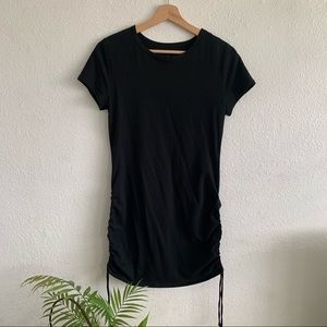 black ruched side dress